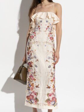 Zimmerman Pelsley ruffled mid-length halter dress